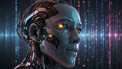 Futuristic AI Robot: Background Image with Abundant Copy Space - Tech Innovation