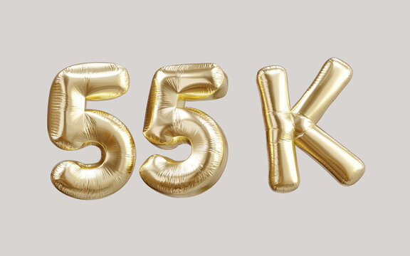 55k gold balloon foil text