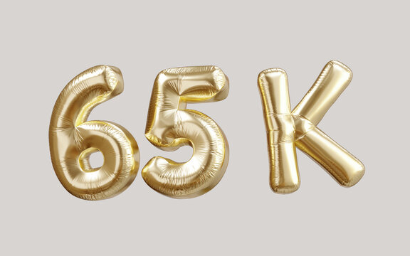 65k gold balloon foil text