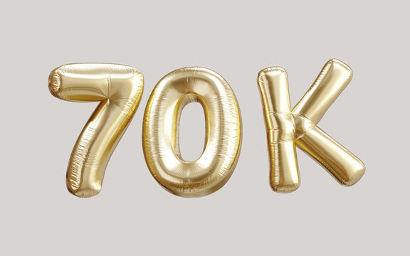 70k gold balloon foil text