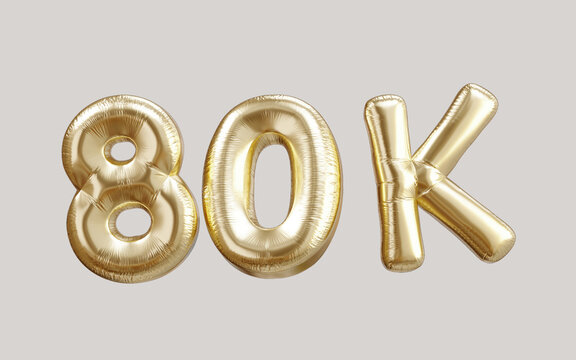 80k gold balloon foil text