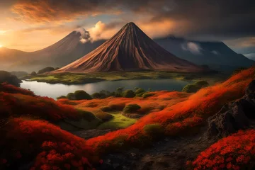 Behangcirkel Natural mountain created by AI technology © Umar