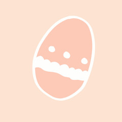 vector illustration of a peach colored Easter egg hand drawn cute universal with a white stripe