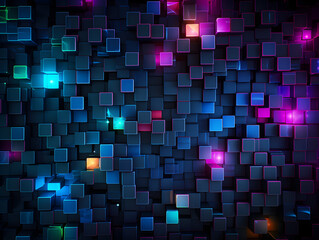 Abstract neon blue mosaic background 