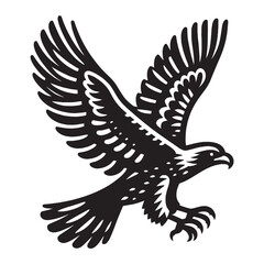 Hawk. predatory bird. Beautiful vintage engraving illustration, emblem, icon, logo, sketch. Black lines	