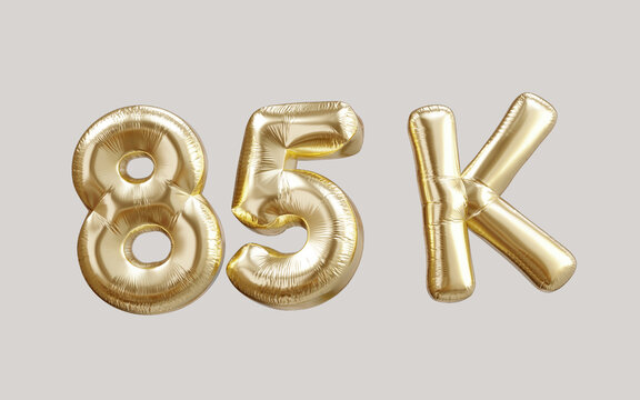 85k gold balloon foil text