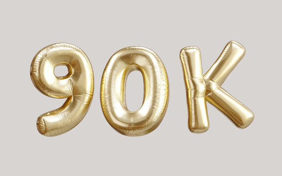 90k gold balloon foil text