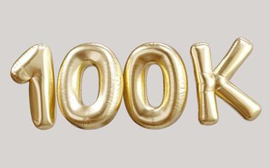 100k gold balloon foil text