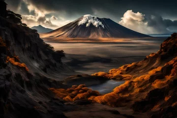 Zelfklevend Fotobehang Natural mountain created by AI technology © Umar