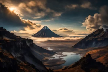 Abwaschbare Fototapete Natural mountain created by AI technology © Umar