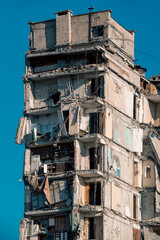 destroyed and burned houses in the city Russia Ukraine war