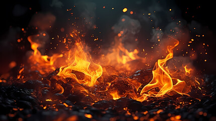 Fototapeta na wymiar Intense flames, depict flames with realistic flames 3D