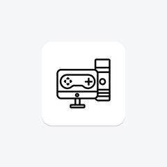 PC Gaming icon, gaming, pc, game, computer line icon, editable vector icon, pixel perfect, illustrator ai file