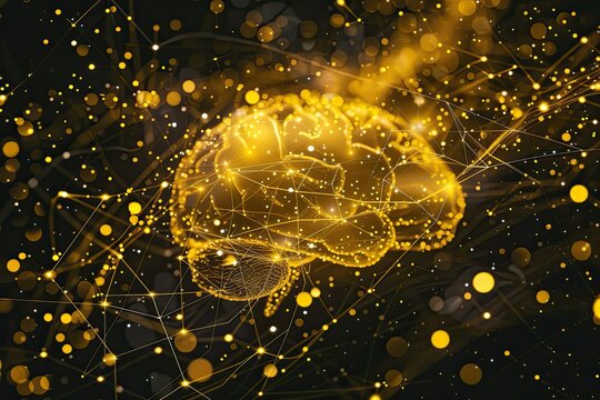  yellow brain image shining wallpaper with network illustration 
