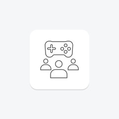 Multiplayer icon, gaming, game, online, friends thinline icon, editable vector icon, pixel perfect, illustrator ai file