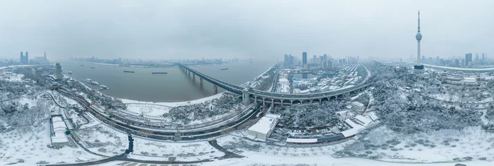 Fototapeten Wuhan Hanyang River Beach and South Mouth park snow scenery  © Hao