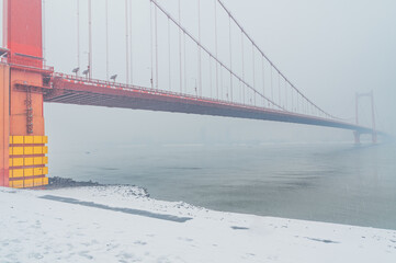 Wuhan Hanyang River Beach and South Mouth park snow scenery

