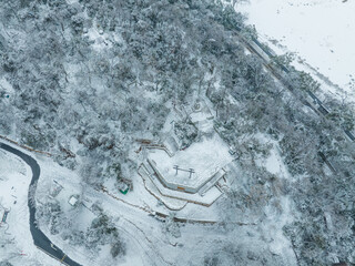 Wuhan Hanyang River Beach and South Mouth park snow scenery
