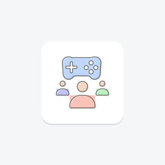 Multiplayer icon, gaming, game, online, friends lineal color icon, editable vector icon, pixel perfect, illustrator ai file