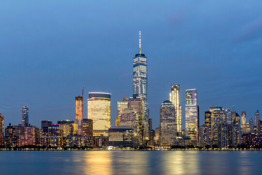 Views of Midtown Manhattan from the J. Owen Grundy Park on New Jersey side. This park provides a beautiful view to the Manhattan skyline.