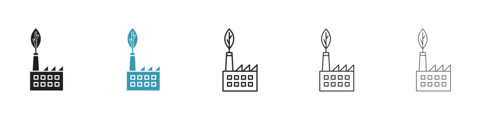 Sustainable Production Vector Icon Set. Eco-Friendly Factory Vector Symbol for UI Design.