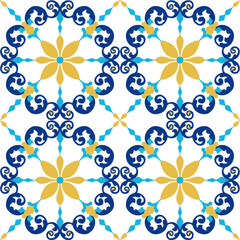 Tile seamless pattern design. With colourful motifs background.