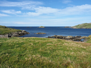 Fototapeta na wymiar Seaside view. Sea landscape. Shetland Islands