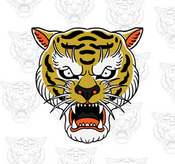 Tiger Angry head vector illustration