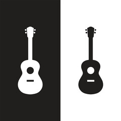 Guitar silhouettes set.Acoustic and heavy rock electric guitars musical instruments. Simple set of electric guitar vector icons