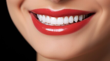 Obraz premium Perfect healthy teeth smile. teeth whitening for dental patient, symbolizing oral care dentistry