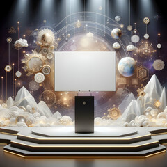  podium for product presentation with a  beautiful background that showcases the product feature