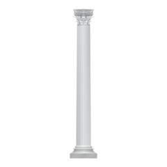3D white column with twisted and groove ornament for interior facade vector illustration