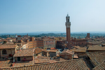 Naklejka premium view over the roofs of the beautiful and sweet Siena in Tuscany Italy