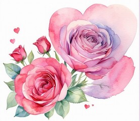 Heartfelt Hues Watercolor Pink Hearts Hand-Painted on White Background