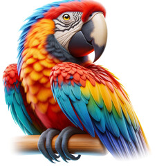 3d rendering macaw in a realistic, wildlife, animal, nature, clipart, png format, 3d rendering illustration, isolated on a transparent background.