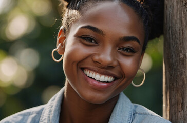 charming black woman with dazzling smile