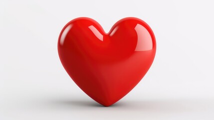A red three-dimensional heart on a white background. A place for the text. a three-dimensional heart. Red heart shape isolated on white.