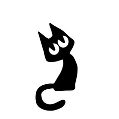 The cat cartoon on white 