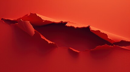 A minimalist abstract landscape in shades of red, evoking thoughts of Martian terrain, ideal for conceptual art, backgrounds in modern design, with a smooth area for text.