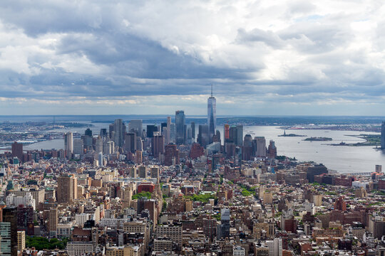 Lower Manhattan and One World Trade Center in New York City, USA