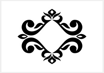 Vintage element isolated. Damask frame border pattern. Engraving stencil Vector stock illustration. EPS 10