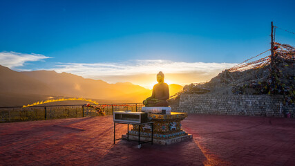 sunset in the temple