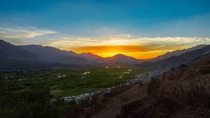 sunset over the mountains