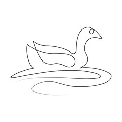 Duck  single continuous one line out line vector art  drawing  and tattoo design
