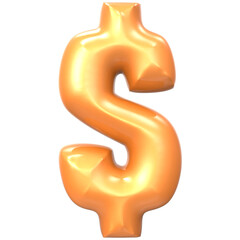 Gold Number Symbol Dollar 3D Render