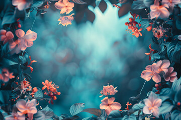 A colourful, visually striking background design of nature with plants and leaves for video cover and thumbnail