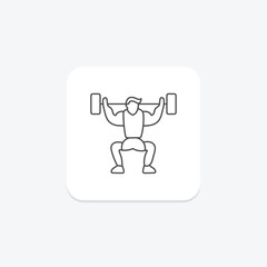 Weightlifting icon, lift, weight, barbell, dumbbell thinline icon, editable vector icon, pixel perfect, illustrator ai file