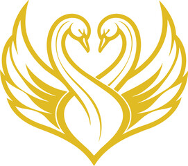 swan logo design, two swans in heart shape logo, Elegant swan logo icon, Swan logo and symbol vector - obrazy, fototapety, plakaty