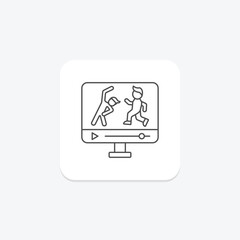 Virtual Workouts icon, workouts, online, exercise, fitness thinline icon, editable vector icon, pixel perfect, illustrator ai file