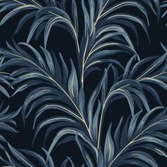 Tropical fern leaves. Vector seamless pattern for any surfaces. Trendy print.